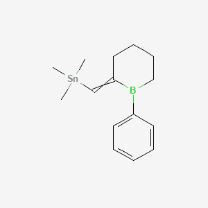 molecular formula C15H23BSn B14466589 Trimethyl[(1-phenylborinan-2-ylidene)methyl]stannane CAS No. 66088-89-9