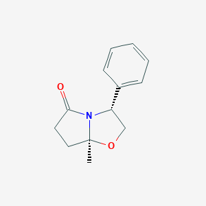 molecular formula C13H15NO2 B144666 (3R,7aS)-7a-methyl-3-phenyl-2,3,6,7-tetrahydropyrrolo[2,1-b][1,3]oxazol-5-one CAS No. 137869-70-6
