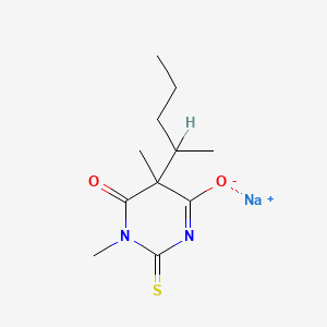 molecular formula C11H17N2NaO2S B14466788 Sodium;1,5-dimethyl-6-oxo-5-pentan-2-yl-2-sulfanylidenepyrimidin-4-olate CAS No. 66941-09-1