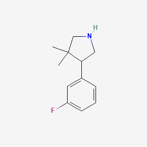molecular formula C12H16FN B1446708 4-(3-Fluorophenyl)-3,3-dimethylpyrrolidine CAS No. 1782711-41-4