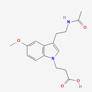 molecular formula C16H20N2O4 B14467083 3-[3-(2-Acetamidoethyl)-5-methoxy-1H-indol-1-yl]propanoic acid CAS No. 70645-76-0