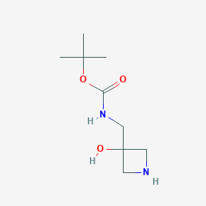 molecular formula C9H18N2O3 B1446719 Tert-butyl N-[(3-hydroxyazetidin-3-YL)methyl]carbamate CAS No. 1035351-07-5
