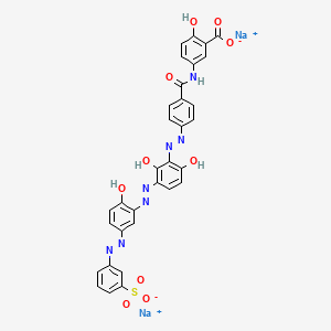 molecular formula C32H21N7Na2O10S B14467253 Disodium 5-((4-((2,6-dihydroxy-3-((2-hydroxy-5-((3-sulphonatophenyl)azo)phenyl)azo)phenyl)azo)benzoyl)amino)salicylate CAS No. 69121-14-8