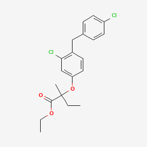 molecular formula C20H22Cl2O3 B14467294 Ethyl (+-)-2-(3-chloro-4-((4-chlorophenyl)methyl)phenoxy)-2-methylbutanoate CAS No. 71549-03-6