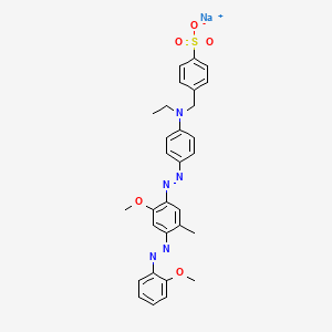 molecular formula C30H30N5NaO5S B14467361 Benzenesulfonic acid, 4-[[ethyl[4-[[2-methoxy-4-[(2-methoxyphenyl)azo]-5-methylphenyl]azo]phenyl]amino]methyl]-, sodium salt CAS No. 68227-59-8