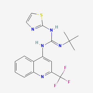 molecular formula C18H18F3N5S B14467601 Guanidine, 1-tert-butyl-3-(2-thiazolyl)-2-(2-(trifluoromethyl)-4-quinolyl)- CAS No. 71079-90-8