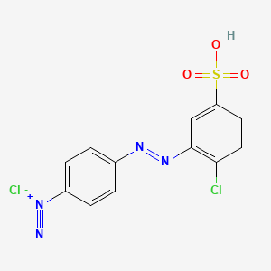 molecular formula C12H8Cl2N4O3S B14467613 Benzenediazonium, 4-((2-chloro-5-sulfophenyl)azo)-, chloride CAS No. 68003-12-3