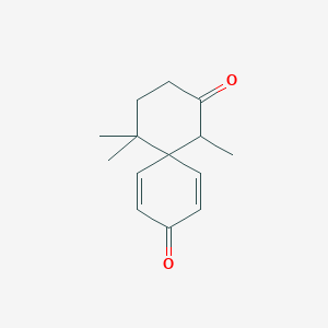 molecular formula C14H18O2 B14467677 Spiro[5.5]undeca-7,10-diene-2,9-dione, 1,5,5-trimethyl- CAS No. 70556-66-0