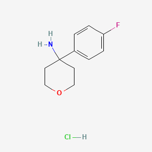 molecular formula C11H15ClFNO B1446787 4-(4-氟苯基)氧杂-4-胺盐酸盐 CAS No. 1385696-29-6