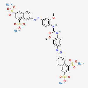 molecular formula C35H24N6Na4O15S4 B14468103 Tetrasodium 7,7'-(carbonylbis(imino(3-methoxy-4,1-phenylene)azo))bisnaphthalene-1,3-disulphonate CAS No. 68227-41-8