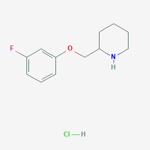 molecular formula C12H17ClFNO B1446821 2-((3-Fluorophenoxy)methyl)piperidine hydrochloride CAS No. 1864063-88-6