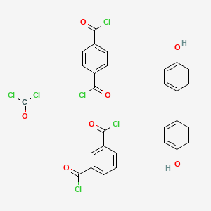 molecular formula C32H24Cl6O7 B14468224 Benzene-1,3-dicarbonyl chloride;benzene-1,4-dicarbonyl chloride;carbonyl dichloride;4-[2-(4-hydroxyphenyl)propan-2-yl]phenol CAS No. 71519-80-7