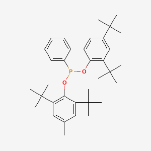 molecular formula C35H49O2P B14468442 Phosphonous acid, phenyl-, 2,6-bis(1,1-dimethylethyl)-4-methylphenyl 2,4-bis(1,1-dimethylethyl)phenyl ester CAS No. 72102-70-6