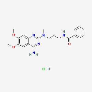 molecular formula C21H26ClN5O3 B14468461 Benzamide, N-(3-((4-amino-6,7-dimethoxy-2-quinazolinyl)methylamino)propyl)-, monohydrochloride CAS No. 65189-49-3