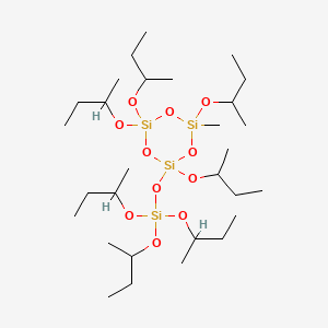 molecular formula C29H66O11Si4 B14468468 Cyclotrisiloxane, 2-methyl-2,4,4,6-tetrakis(1-methylpropoxy)-6-[[tris(1-methylpropoxy)silyl]oxy]- CAS No. 70776-64-6