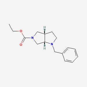 molecular formula C16H22N2O2 B1446850 ethyl (3aS,6aS)-1-benzyl-2,3,3a,4,6,6a-hexahydropyrrolo[2,3-c]pyrrole-5-carboxylate CAS No. 894853-99-7