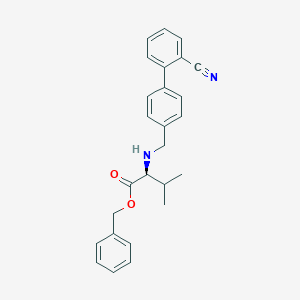 molecular formula C26H26N2O2 B144686 (2S)-2-(2'-Cyano-4-biphenylylmethylamino)-3-methylbutyric acid benzyl ester CAS No. 137864-23-4