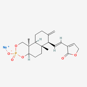 molecular formula C20H26NaO6P B1446874 Sodium (4aR,6aR,7R,10aS,10bR)-6a,10b-dimethyl-8-methylene-7-((E)-2-(2-oxo-2,5-dihydrofuran-3-yl)vinyl)decahydro-1H-naphtho[2,1-d][1,3,2]dioxaphosphinin-3-olate 3-oxide CAS No. 824933-94-0