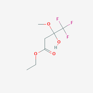molecular formula C7H11F3O4 B14468788 Ethyl 4,4,4-trifluoro-3-hydroxy-3-methoxybutanoate CAS No. 65145-40-6