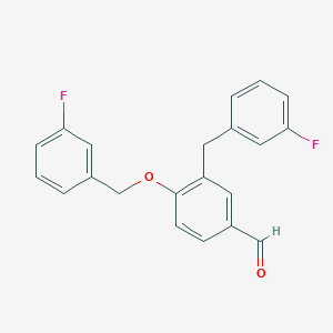molecular formula C21H16F2O2 B1446901 4-[(3-Fluorophenyl)methoxy]-3-[(3-fluorophenyl)methyl]benzaldehyde CAS No. 1000370-24-0