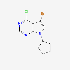 molecular formula C11H11BrClN3 B1446906 5-Bromo-4-chloro-7-cyclopentyl-7H-pyrrolo[2,3-d]pyrimidine CAS No. 717900-59-9