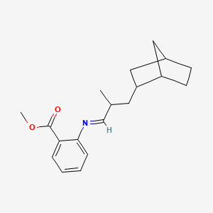 molecular formula C19H25NO2 B14469124 Benzoic acid, 2-[(3-bicyclo[2.2.1]hept-2-yl-2-methylpropylidene)amino]-, methyl ester CAS No. 72727-68-5