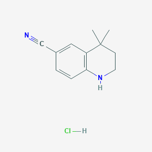 molecular formula C12H15ClN2 B1446913 4,4-Dimethyl-1,2,3,4-tetrahydro-quinoline-6-carbonitrile hydrochloride CAS No. 1965309-89-0