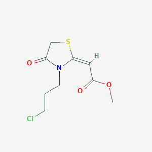 molecular formula C9H12ClNO3S B1446916 Methyl 2-[3-(3-chloropropyl)-4-oxo-1,3-thiazolidin-2-ylidene]acetate CAS No. 1235441-77-6