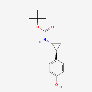 molecular formula C14H19NO3 B1446931 tert-Butyl N-[(1R,2S)-rel-2-(4-hydroxyphenyl)cyclopropyl]carbamate CAS No. 1196053-06-1