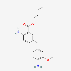 molecular formula C19H24N2O3 B14469414 Benzoic acid, 2-amino-5-((4-amino-3-methoxyphenyl)methyl)-, butyl ester CAS No. 66037-59-0