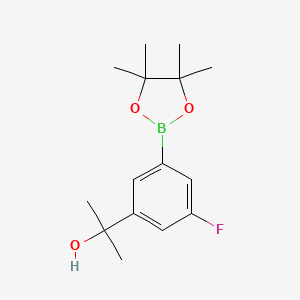 molecular formula C15H22BFO3 B1446945 2-(3-Fluoro-5-(4,4,5,5-tetramethyl-1,3,2-dioxaborolan-2-yl)phenyl)propan-2-ol CAS No. 1492882-59-3