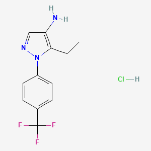molecular formula C12H13ClF3N3 B1446950 5-ethyl-1-[4-(trifluoromethyl)phenyl]-1H-pyrazol-4-amine hydrochloride CAS No. 1795509-80-6