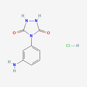 molecular formula C8H9ClN4O2 B1446951 4-(3-Aminophenyl)-1,2,4-triazolidine-3,5-dione hydrochloride CAS No. 1803591-94-7