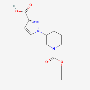 molecular formula C14H21N3O4 B1446958 1-{1-[(叔丁氧基)羰基]哌啶-3-基}-1H-吡唑-3-羧酸 CAS No. 1803561-36-5