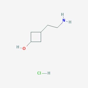 molecular formula C6H14ClNO B1446972 3-(2-Aminoethyl)cyclobutan-1-ol hydrochloride CAS No. 1789007-32-4