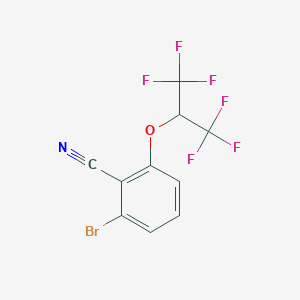 molecular formula C10H4BrF6NO B1446977 2-Bromo-6-(1,1,1,3,3,3-hexafluoropropan-2-yloxy)benzonitrile CAS No. 1779123-44-2