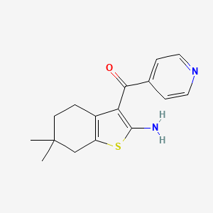 molecular formula C16H18N2OS B1446979 6,6-Dimethyl-3-(pyridine-4-carbonyl)-4,5,6,7-tetrahydro-1-benzothiophen-2-amine CAS No. 1803606-85-0
