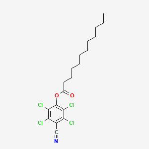 molecular formula C19H23Cl4NO2 B14470136 Dodecanoic acid, 4-cyano-2,3,5,6-tetrachlorophenyl ester CAS No. 67205-61-2