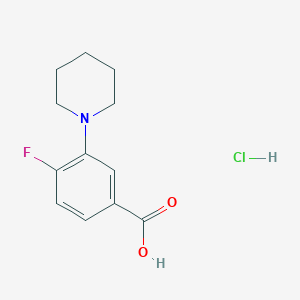 molecular formula C12H15ClFNO2 B1447024 4-Fluoro-3-(piperidin-1-yl)benzoic acid hydrochloride CAS No. 1795441-39-2