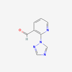 molecular formula C8H6N4O B1447027 2-(1H-1,2,4-triazol-1-yl)nicotinaldehyde CAS No. 1374649-96-3