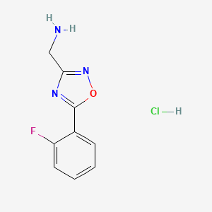 molecular formula C9H9ClFN3O B1447040 [5-(2-Fluorophenyl)-1,2,4-oxadiazol-3-yl]methanamine hydrochloride CAS No. 1798733-31-9