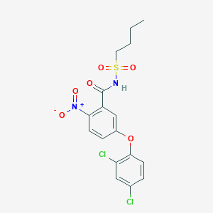 molecular formula C17H16Cl2N2O6S B14470434 N-(Butane-1-sulfonyl)-5-(2,4-dichlorophenoxy)-2-nitrobenzamide CAS No. 72178-18-8