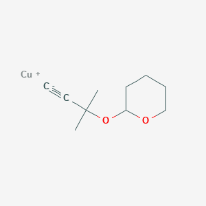molecular formula C10H15CuO2 B14470649 copper(1+);2-(2-methylbut-3-yn-2-yloxy)oxane CAS No. 65763-02-2