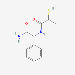 molecular formula C11H14N2O2S B14470721 alpha-((2-Mercapto-1-oxopropyl)amino)benzeneacetamide CAS No. 65254-79-7
