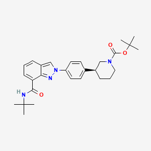 molecular formula C28H36N4O3 B1447077 (S)-tert-Butyl 3-(4-(7-(tert-butylcarbamoyl)-2H-indazol-2-yl)phenyl)piperidine-1-carboxylate CAS No. 1476776-84-7