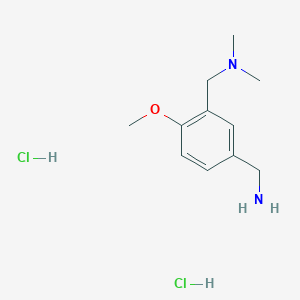 molecular formula C11H20Cl2N2O B1447084 1-(5-(aminomethyl)-2-methoxyphenyl)-N,N-dimethylmethanamine dihydrochloride CAS No. 1820687-70-4