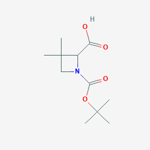 molecular formula C11H19NO4 B1447095 1-[(Tert-butoxy)carbonyl]-3,3-dimethylazetidine-2-carboxylic acid CAS No. 1620842-88-7