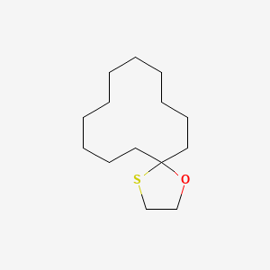 molecular formula C14H26OS B14470960 1-Oxa-4-thiaspiro[4.11]hexadecane CAS No. 70015-94-0