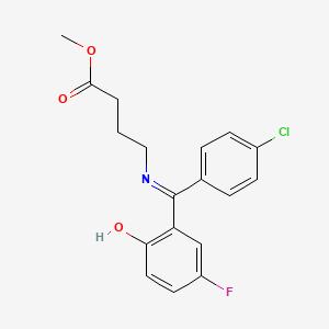 molecular formula C18H17ClFNO3 B14471043 Methyl 4-(((4-chlorophenyl)(5-fluoro-2-hydroxyphenyl)methylene)amino)butanoate CAS No. 72773-82-1