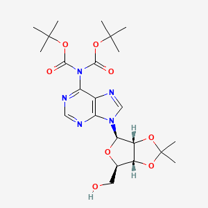 molecular formula C23H33N5O8 B1447109 tert-butyl N-{9-[(3aR,4R,6R,6aR)-6-(hydroxymethyl)-2,2-dimethyl-tetrahydro-2H-furo[3,4-d][1,3]dioxol-4-yl]-9H-purin-6-yl}-N-[(tert-butoxy)carbonyl]carbamate CAS No. 1152172-19-4